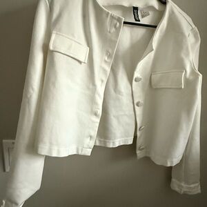Divided White Cropped Blazer